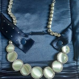 Lynx white cat's eye necklace, vintage